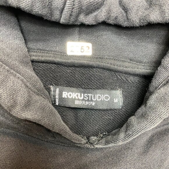 Roku Studio Hoodie Mens M Black Crying Cat Eyes Dripping Tears Pullover Patches - Picture 7 of 11